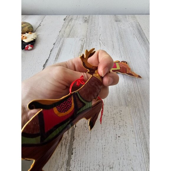 Vintage wooden rabbit deer goat pig ornament bamboo bunny unique axis tree - Picture 10 of 13